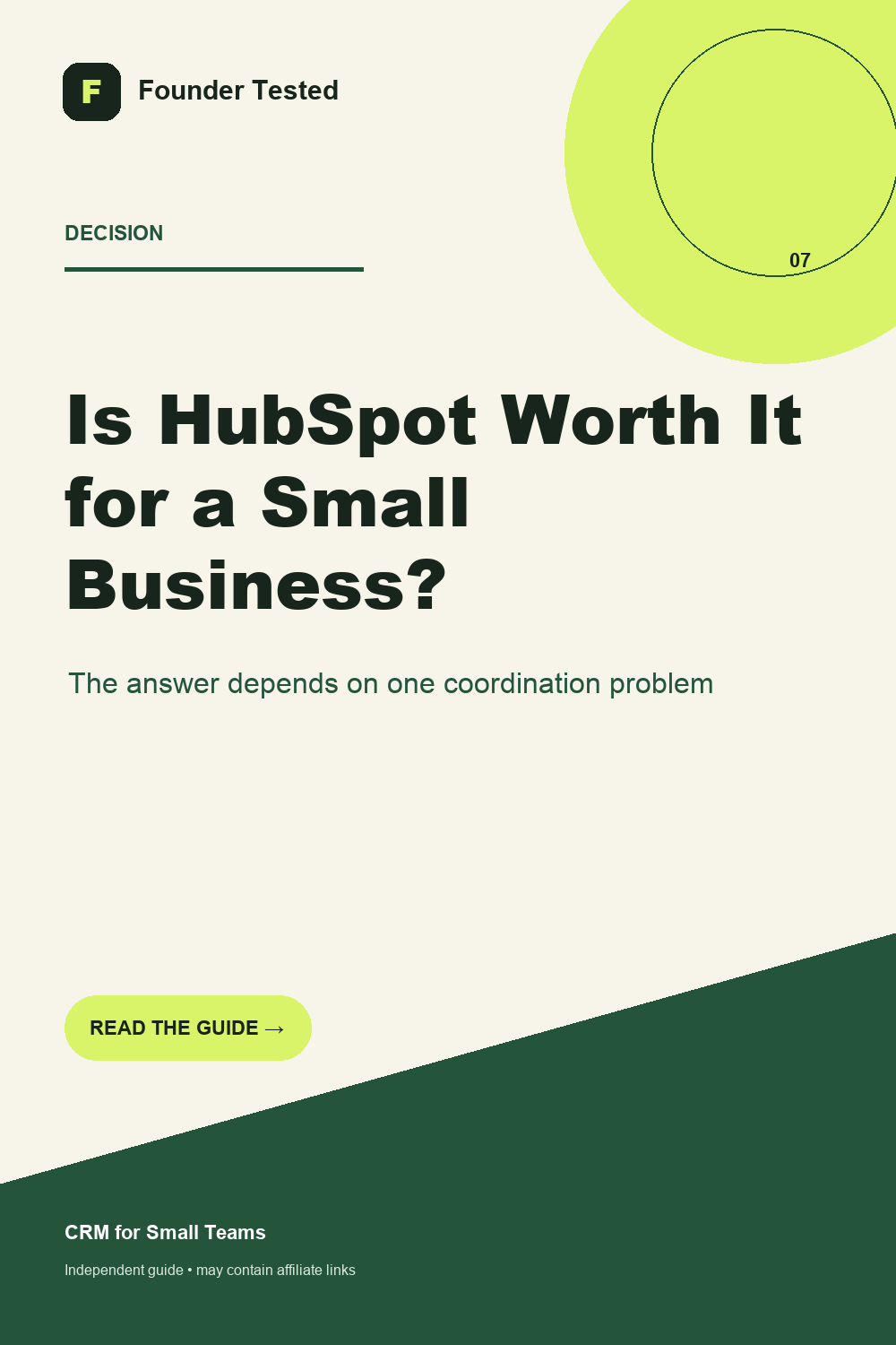 HubSpot decision guide for a small content-led business